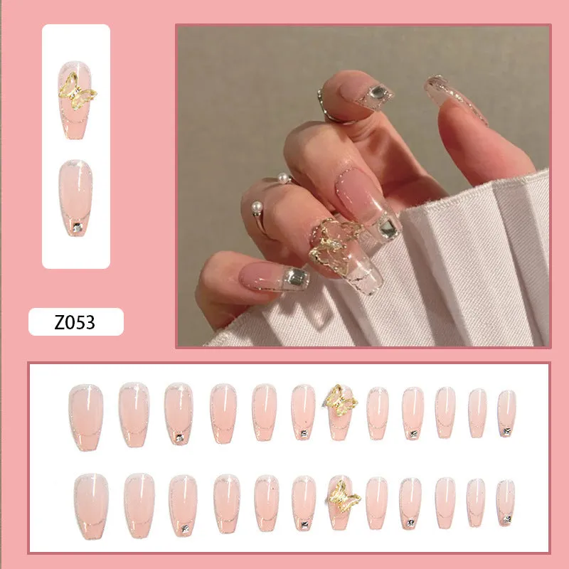 Crystal Butterfly fake nail set with 24 nail pieces and glue in colour Z053 plain pattern.