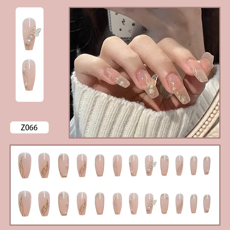 Crystal Butterfly fake nail set with 24 nail pieces and glue in colour Z053 plain pattern.