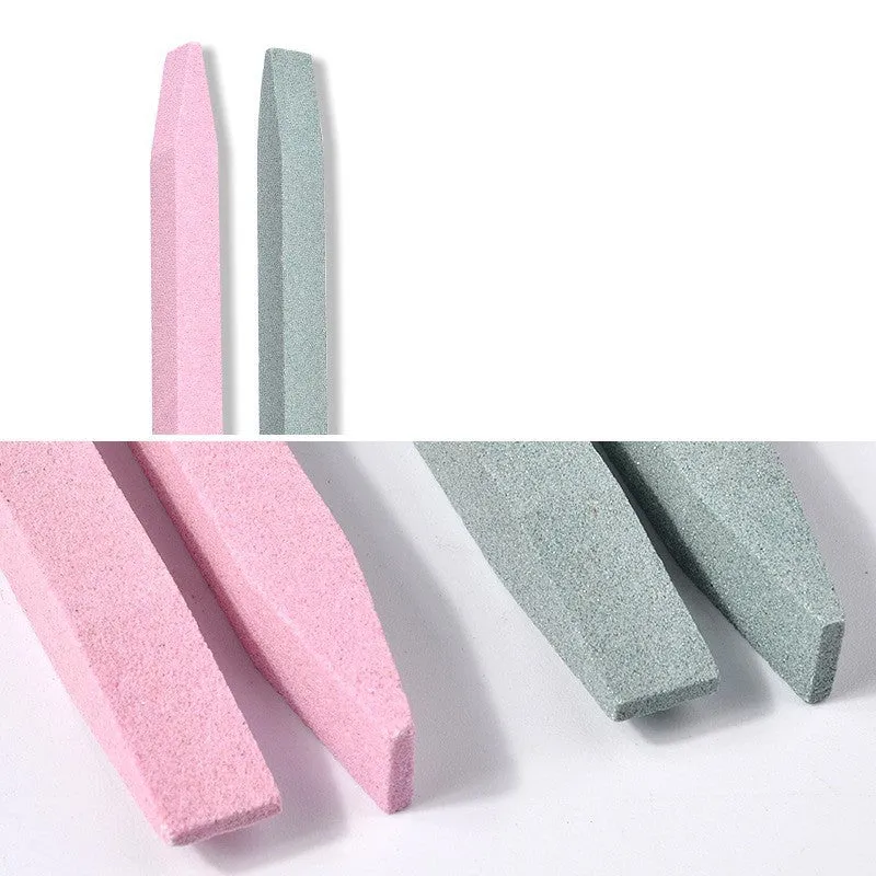 Nail quartz abrasive stick with plastic handle in pink colour for nail shaping and smoothing