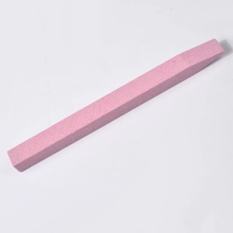 Nail quartz abrasive stick with plastic handle in pink colour for nail shaping and smoothing