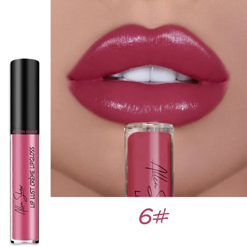 Allen Shaw Cream Lip Glaze in matte velvet finish with twelve colour options
