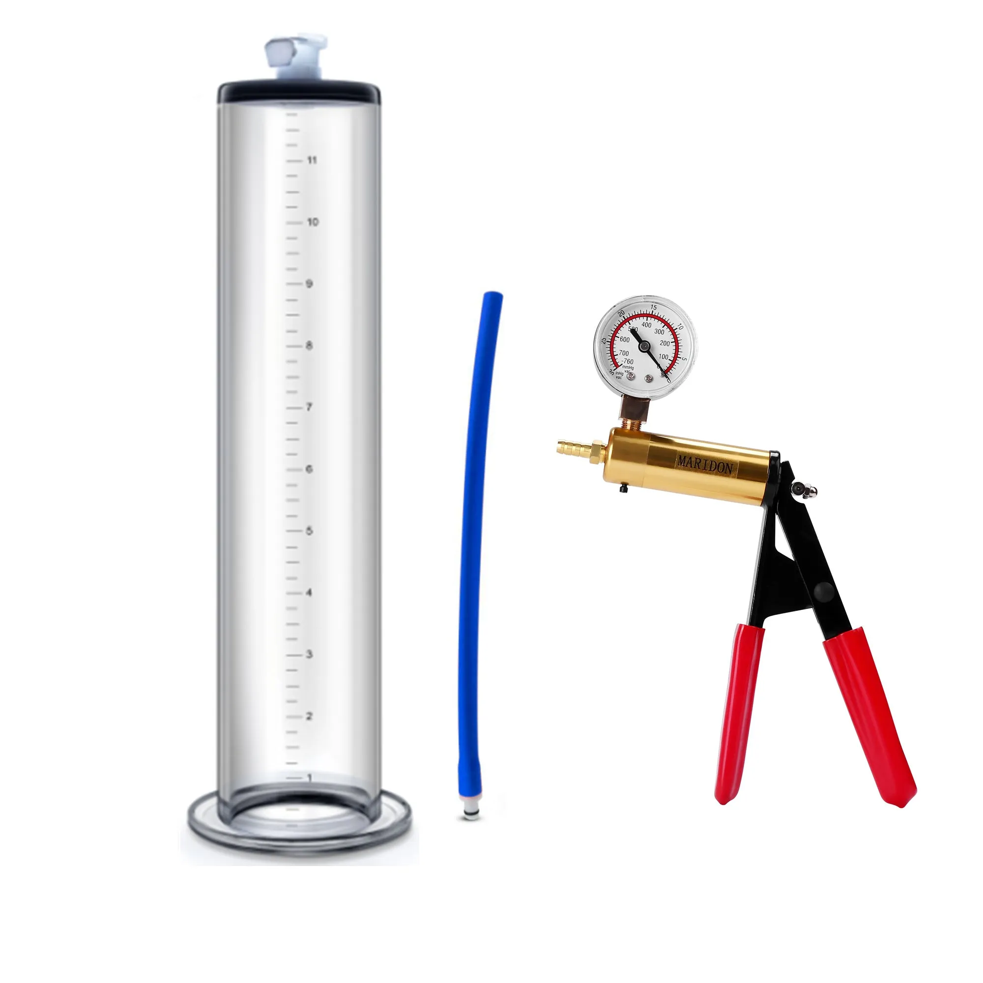Handle flange cylinder display gym equipment workout kit with silicone pump and extender in 9 and 12 inch sizes