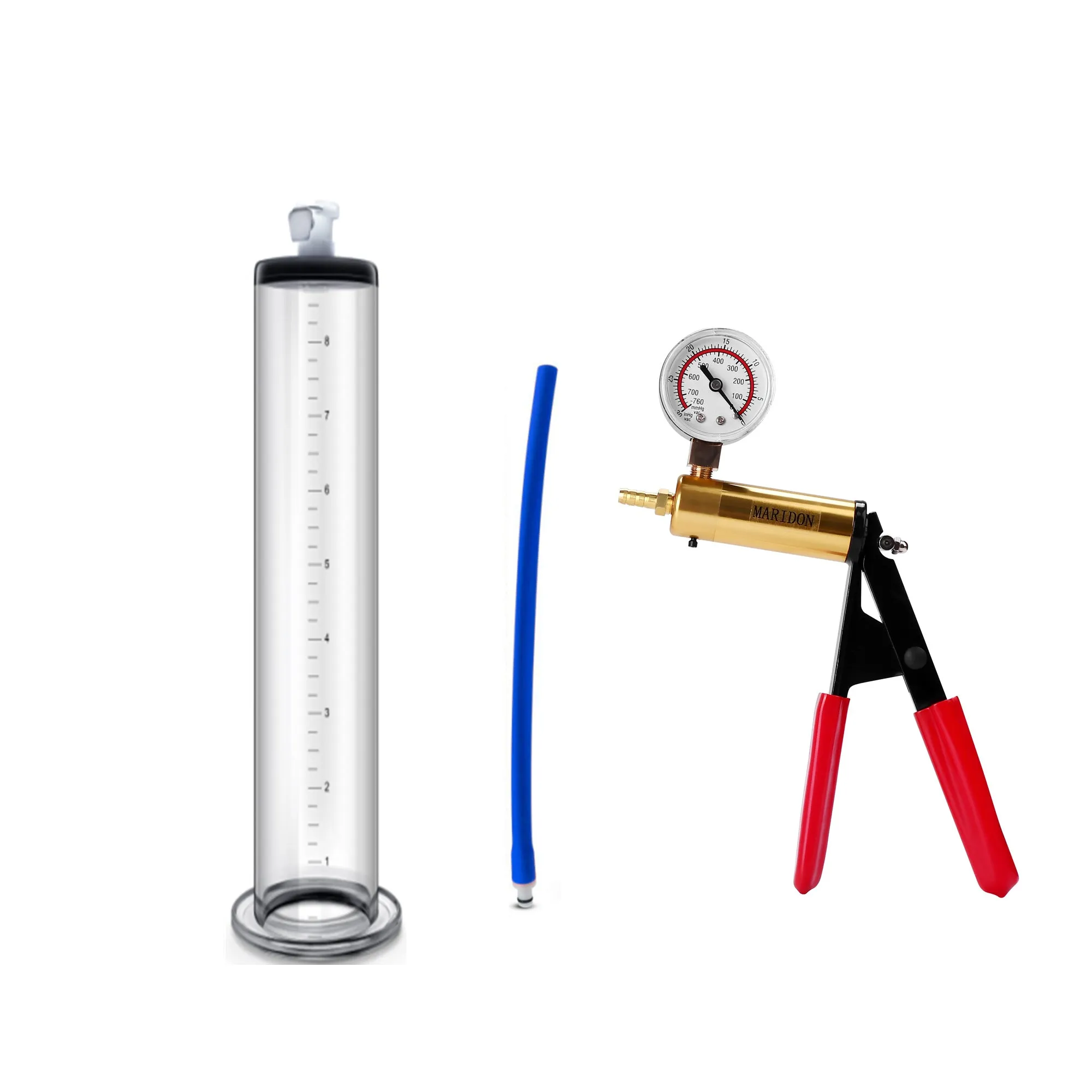 Handle flange cylinder display gym equipment workout kit with silicone pump and extender in 9 and 12 inch sizes