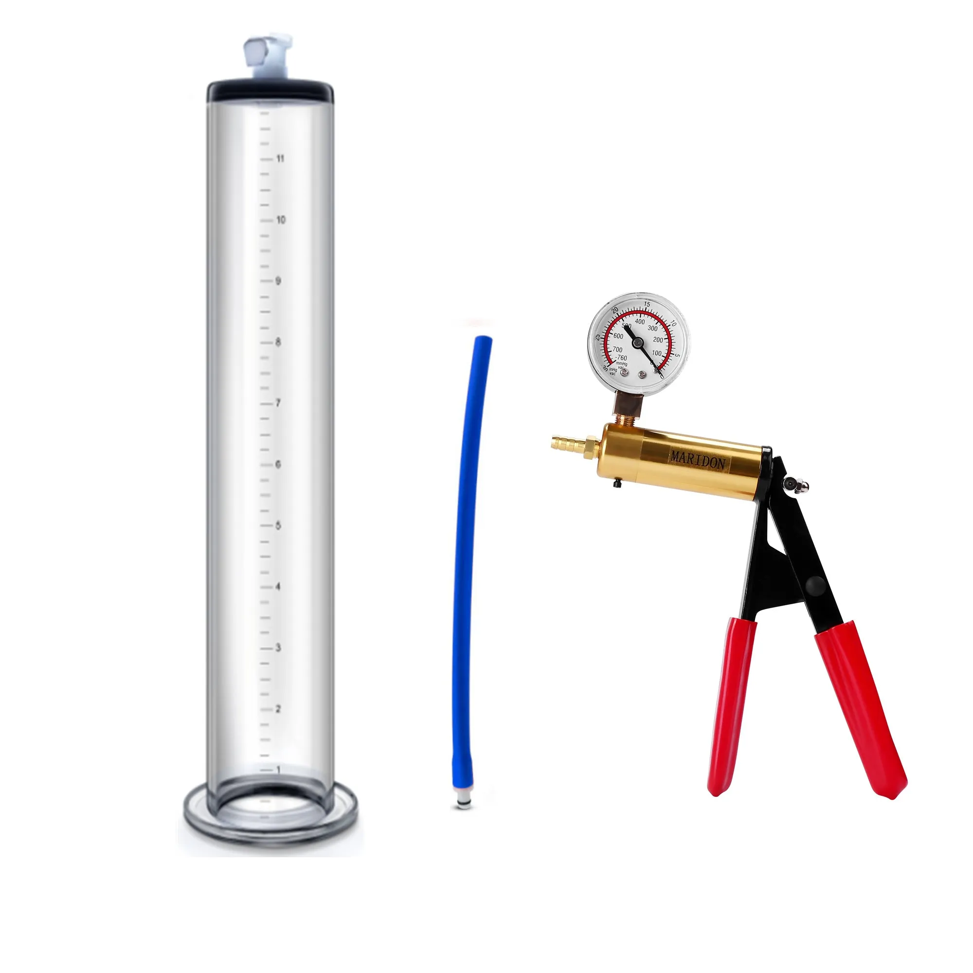 Handle flange cylinder display gym equipment workout kit with silicone pump and extender in 9 and 12 inch sizes