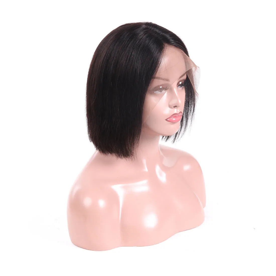 13x4 human hair bob head cover wig for ladies in 10inch length soft real hair