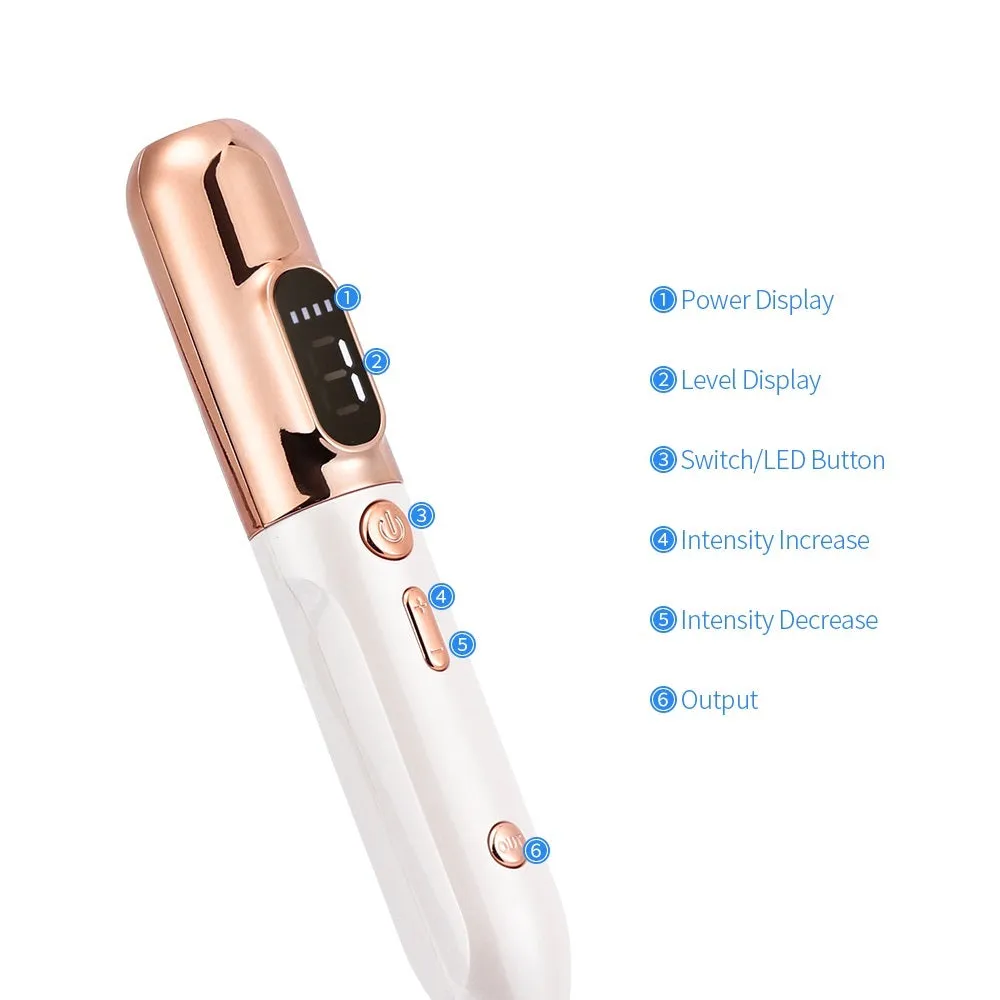 Blue light acne beauty instrument removal pen set with cooling gel and needles on a table