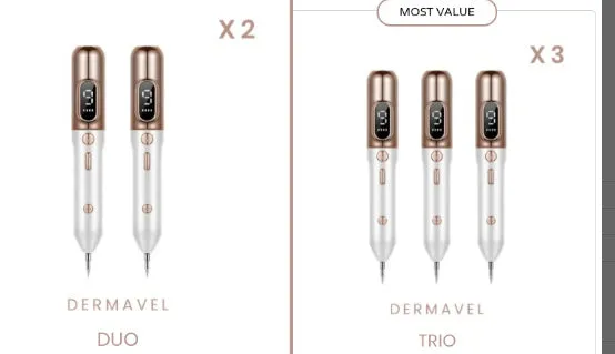 Blue light acne beauty instrument removal pen set with cooling gel and needles on a table