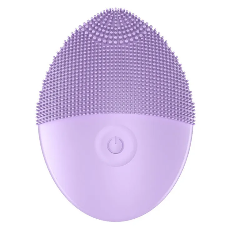 Silicone electric facial cleanser in blue with 5 gears ultrasonic rotation 20g waterproof
