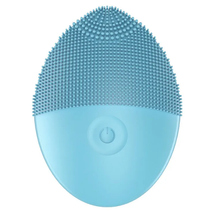 Silicone electric facial cleanser in blue with 5 gears ultrasonic rotation 20g waterproof