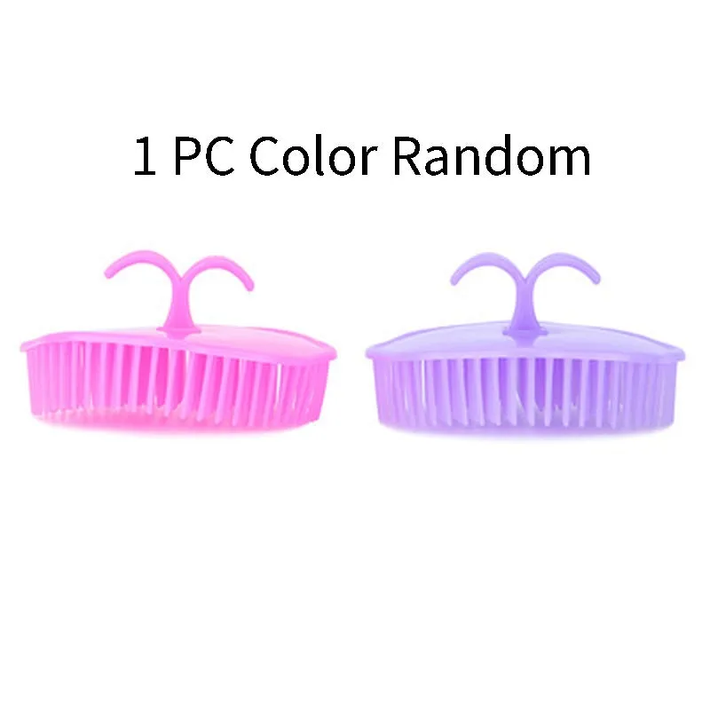 Massage shampoo brush with silicone bristles in solid colour, compact size 8x6.7x3 cm