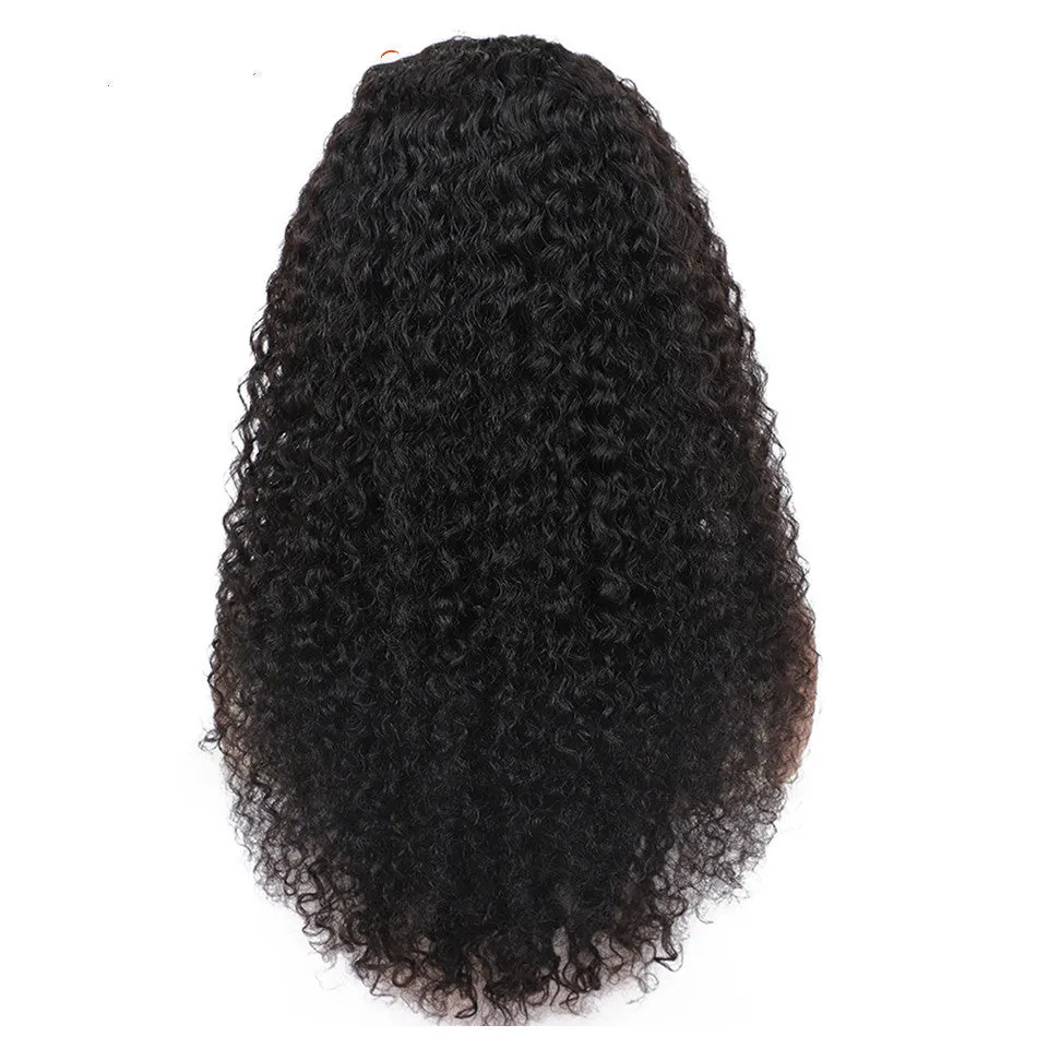 Lady With Little Curly Hair long curly wig with long bangs in black, suitable for any face shape