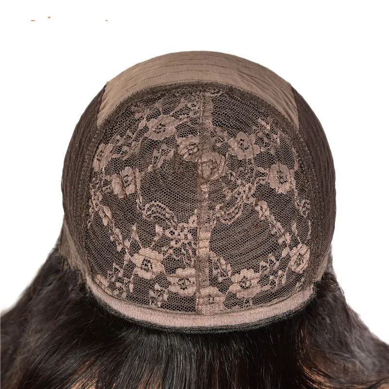 Lady With Little Curly Hair long curly wig with long bangs in black, suitable for any face shape