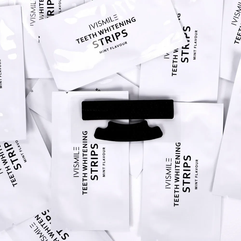Teeth whitening strips with sodium bicarbonate and coconut activated carbon, 14 pieces in a box