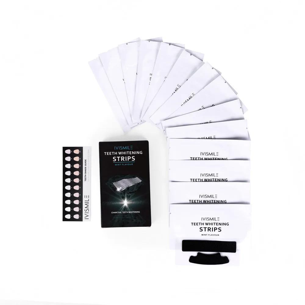 Teeth whitening strips with sodium bicarbonate and coconut activated carbon, 14 pieces in a box