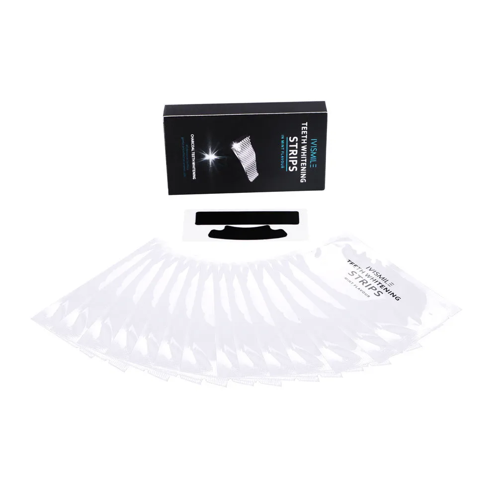 Teeth whitening strips with sodium bicarbonate and coconut activated carbon, 14 pieces in a box