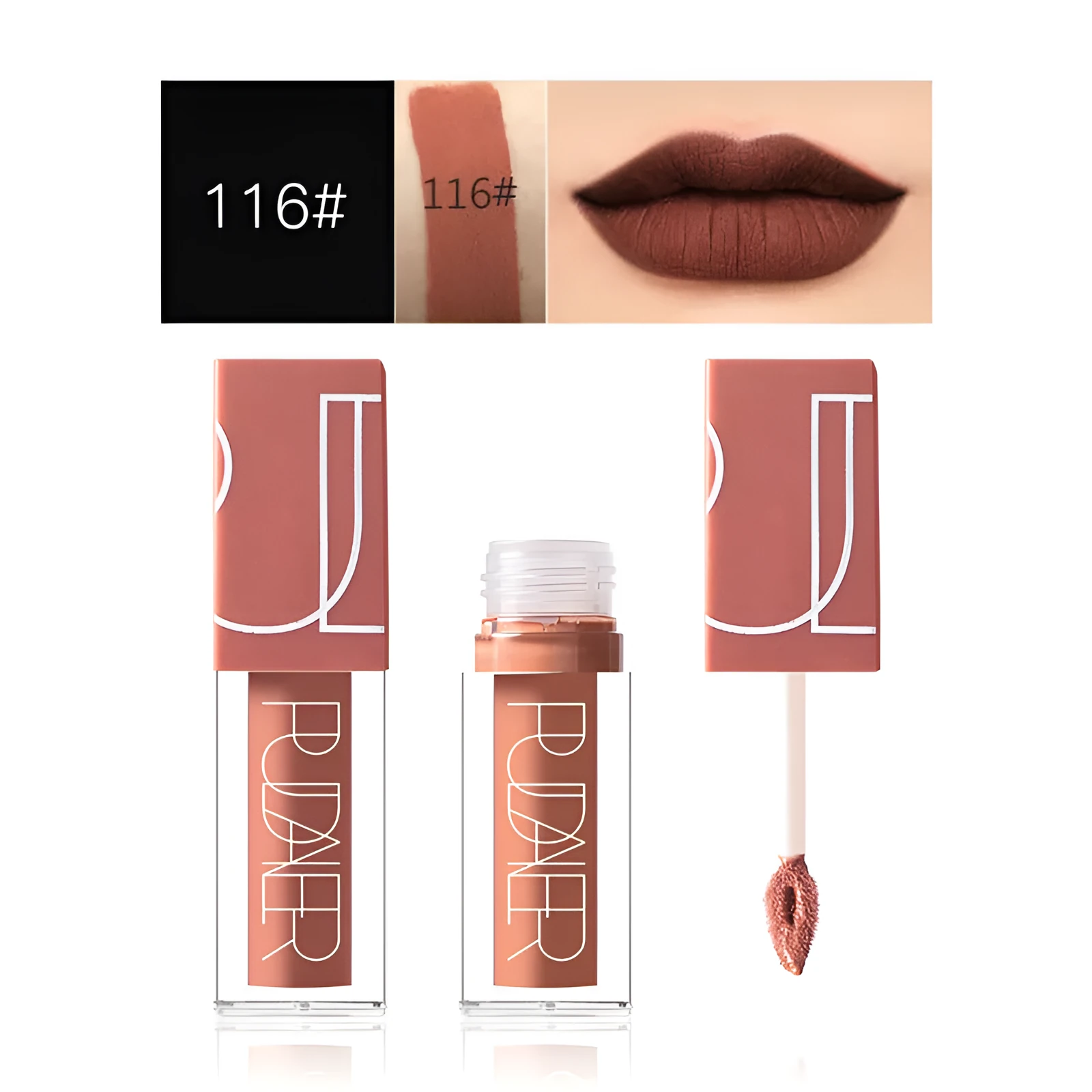 Velvet liquid lipstick matte nude non-stick cup tube 2.1x8.3cm five colour options
