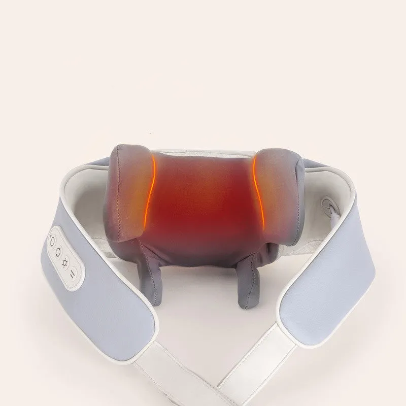 Rechargeable cervical neck massage shawl with six massage heads and hot compress, dark grey colour