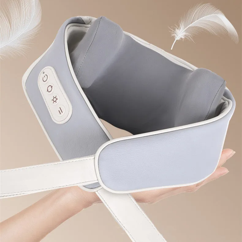 Rechargeable cervical neck massage shawl with six massage heads and hot compress, dark grey colour