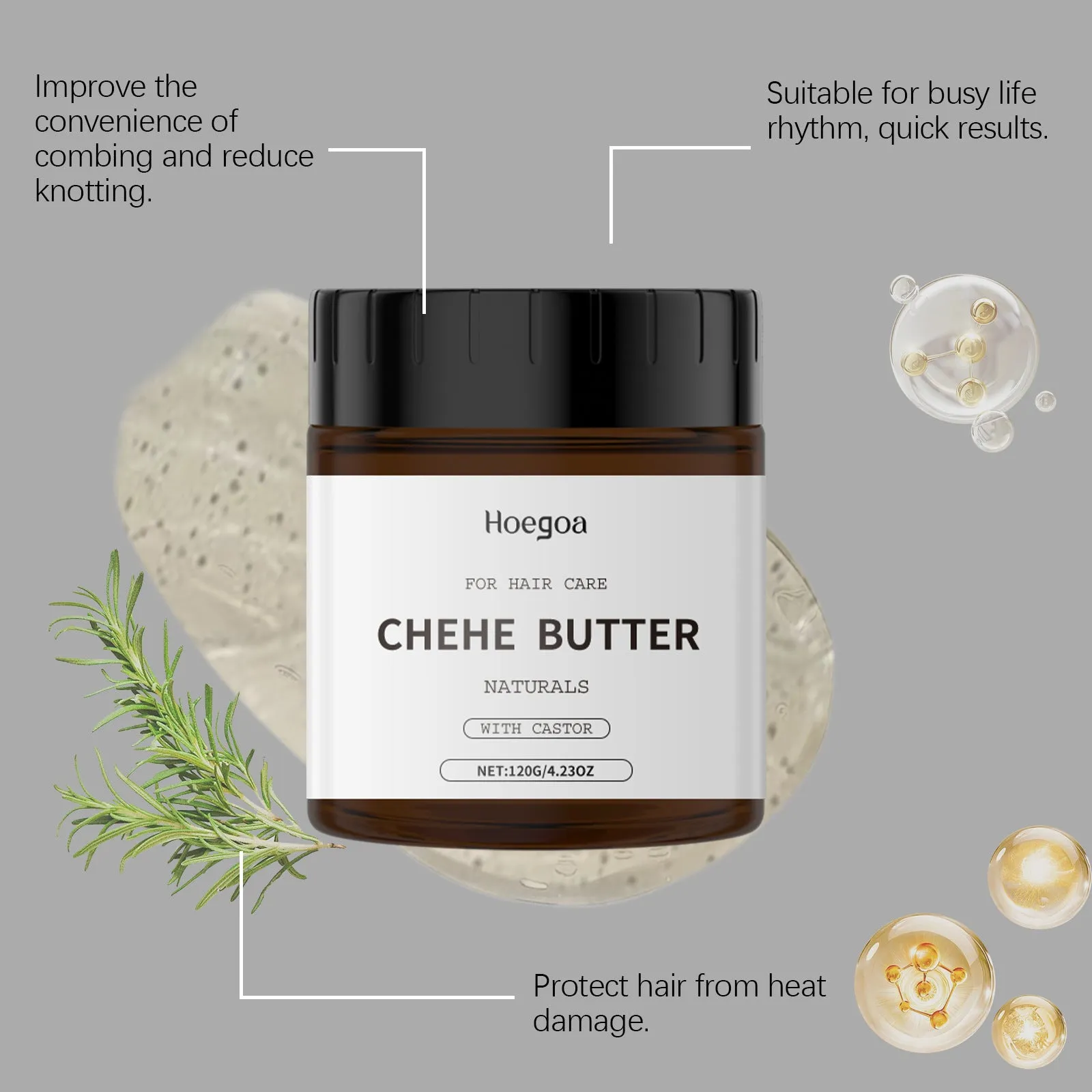 Castor oil hair care mask 120g pot with nourishing blend of rosemary lavender jojoba and vitamin E