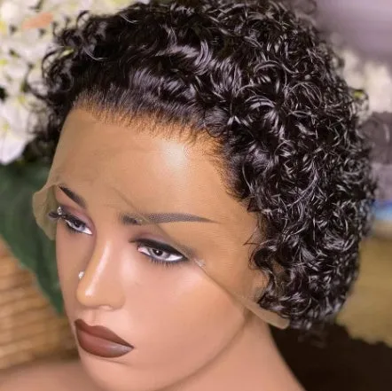 Black short curly African wig with small fluffy curls for women, Cassia Kani Karen material, machine-made style