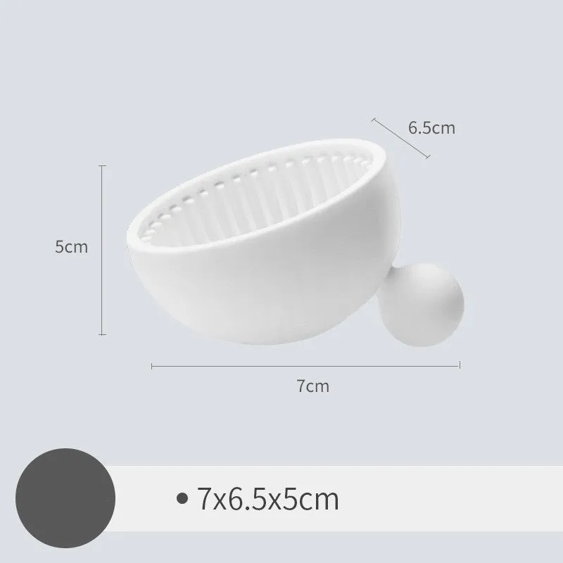 Silicone scrubbing tray for makeup brush cleaner in white pink and blue colours