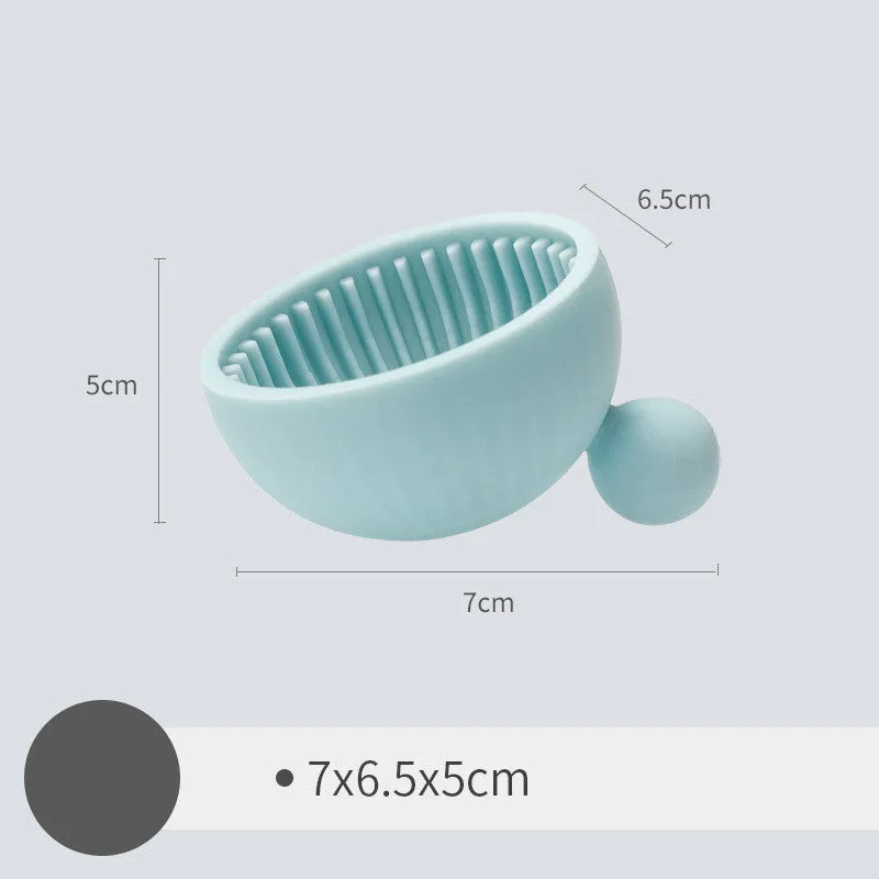 Silicone scrubbing tray for makeup brush cleaner in white pink and blue colours