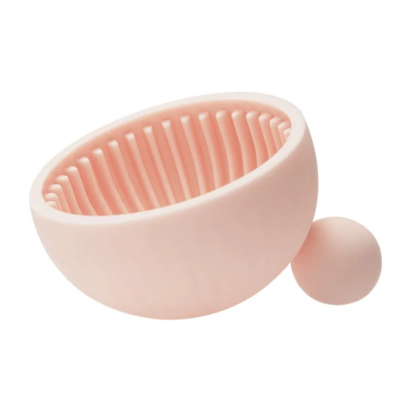Silicone scrubbing tray for makeup brush cleaner in white pink and blue colours