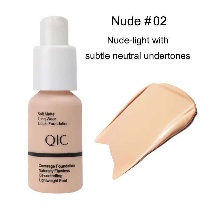 Concealer liquid foundation 30ml in five shades Porcelain Nude Warm Peach Buff Beige Sand for brightening and oil control