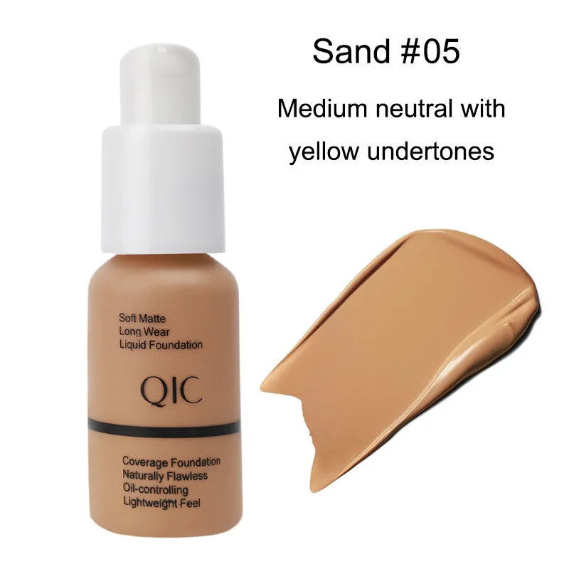 Concealer liquid foundation 30ml in five shades Porcelain Nude Warm Peach Buff Beige Sand for brightening and oil control