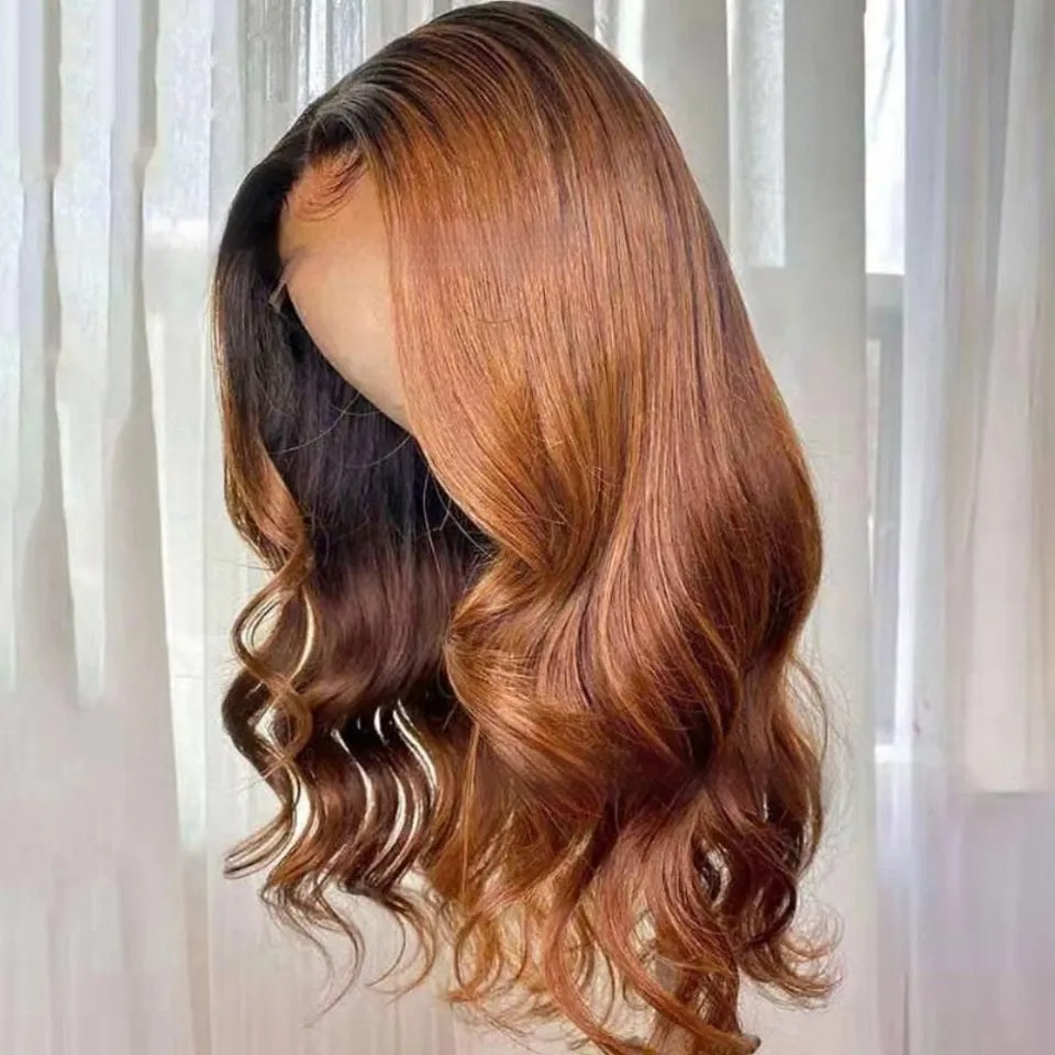 Real human hair lace front gradient wig in Ruili style showing natural hairline and length options