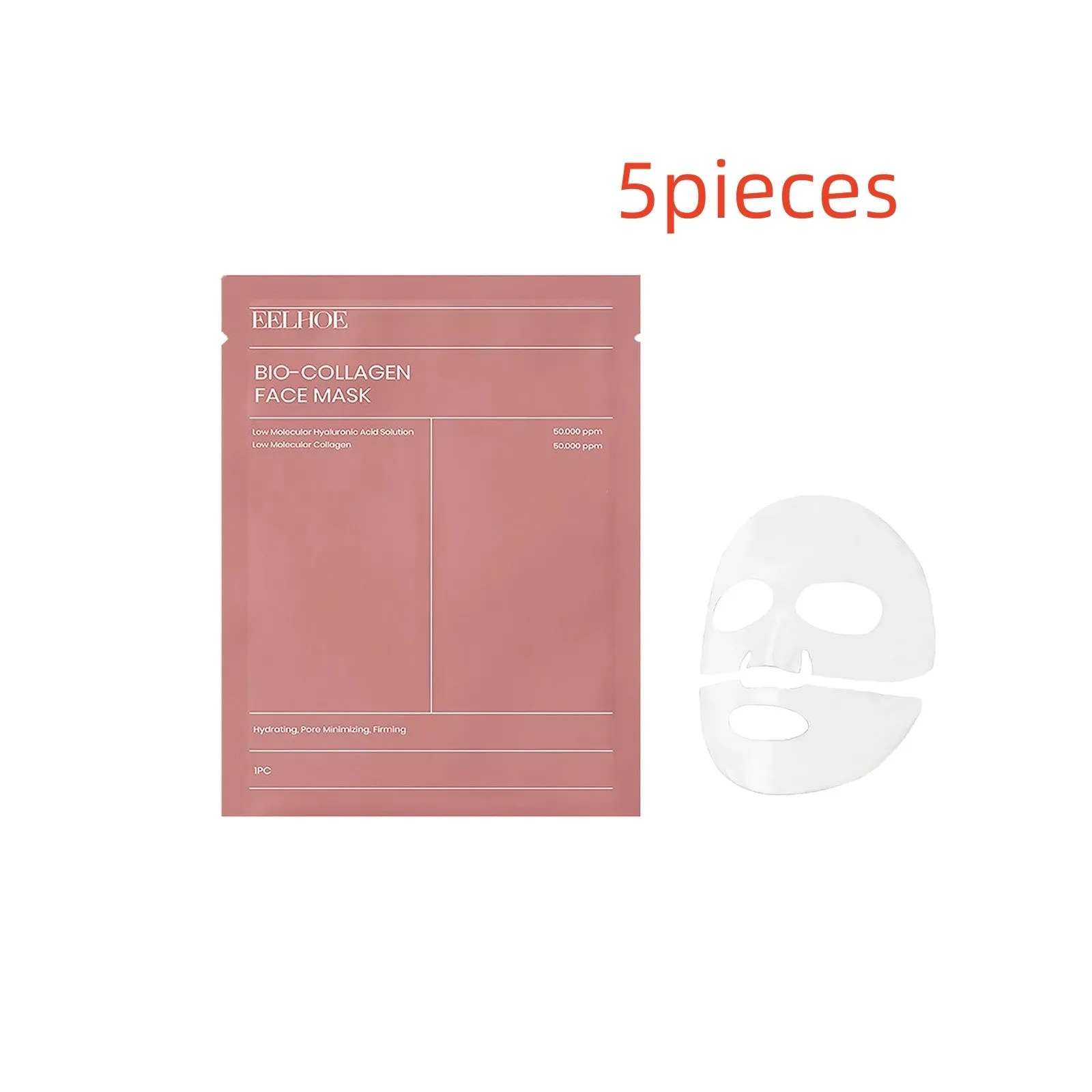 Collagen facial mask gel sheet top and bottom sections 21.5x12cm and 21.5x7.5cm with hyaluronic acid aloe and lemon extract