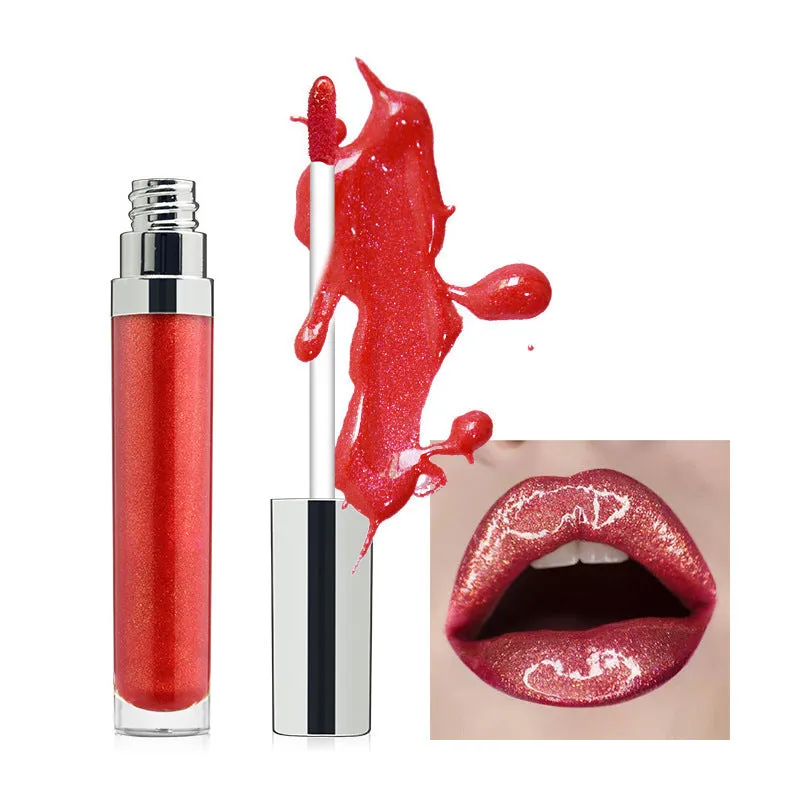 Pearl lip gloss logo-free round tube with moisturising clear lip oil, available in multiple colour styles