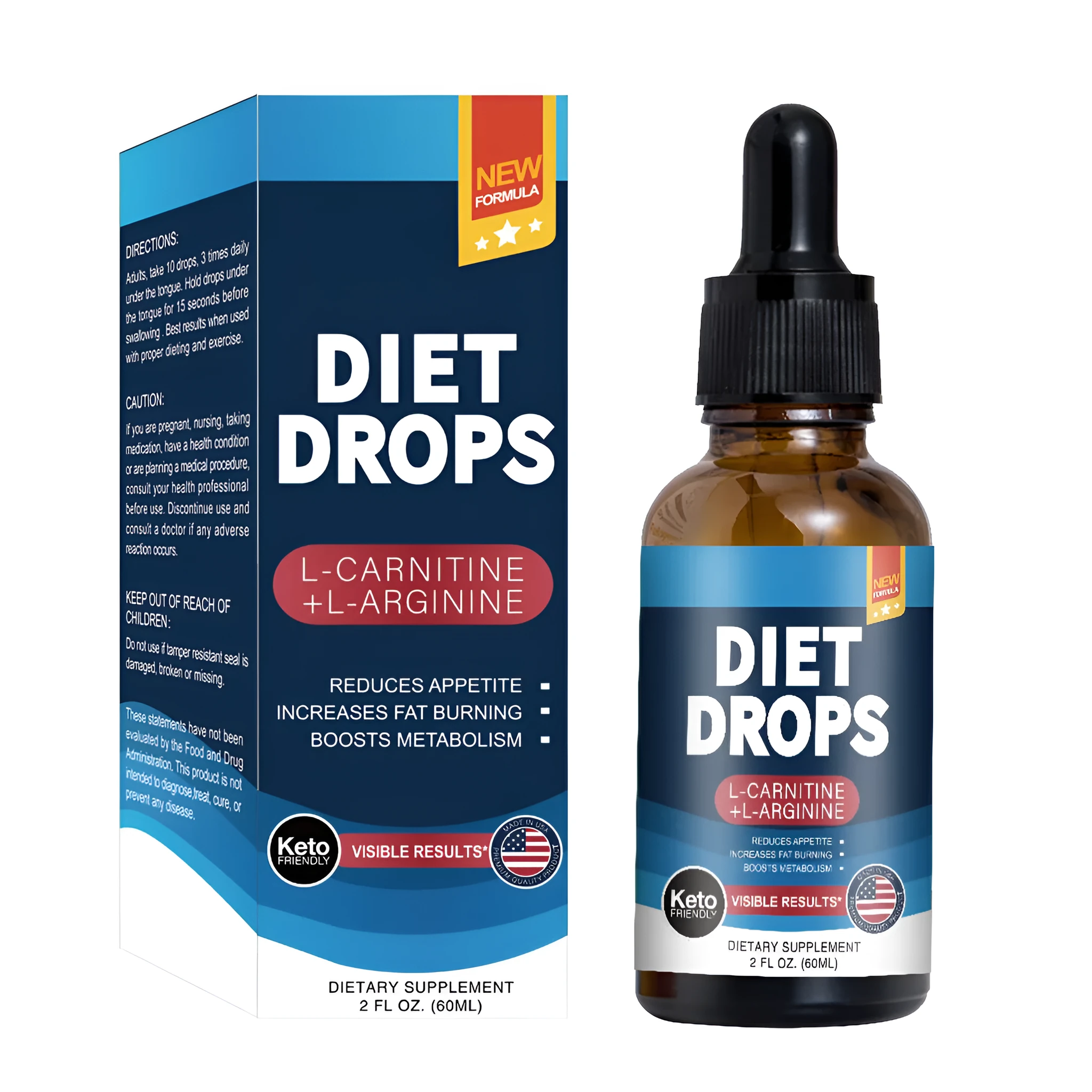 60ml bottle of ketone drops, a liquid dietary supplement.