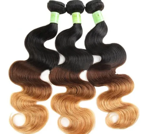 Xuchang natural body wave T1b27 ombre hair curtain bundle in 12 to 28 inch lengths