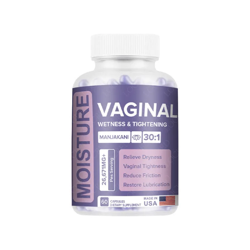 Bottle of 60 vaginal capsules for women's intimate health supplement