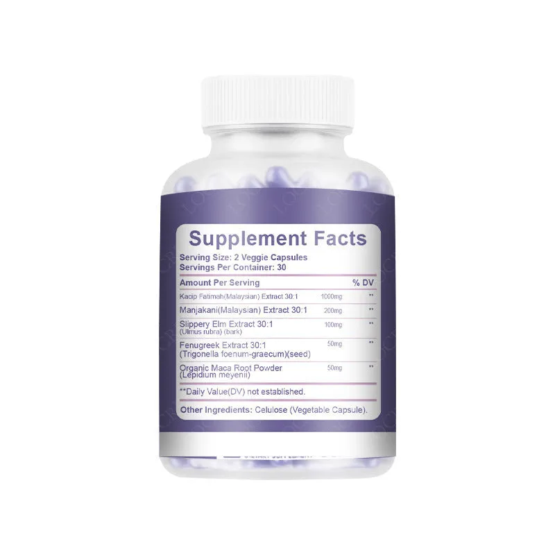 Bottle of 60 vaginal capsules for women's intimate health supplement