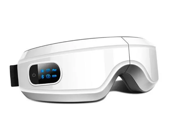 3D 4D rechargeable eye massager with Bluetooth, black colour, foldable design, LCD screen
