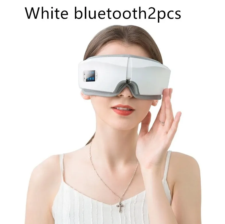 3D 4D rechargeable eye massager with Bluetooth, black colour, foldable design, LCD screen