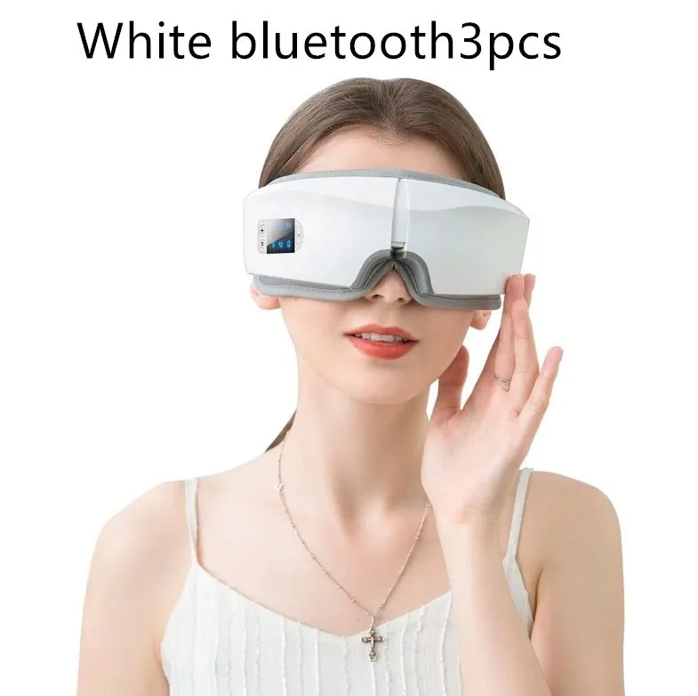 3D 4D rechargeable eye massager with Bluetooth, black colour, foldable design, LCD screen