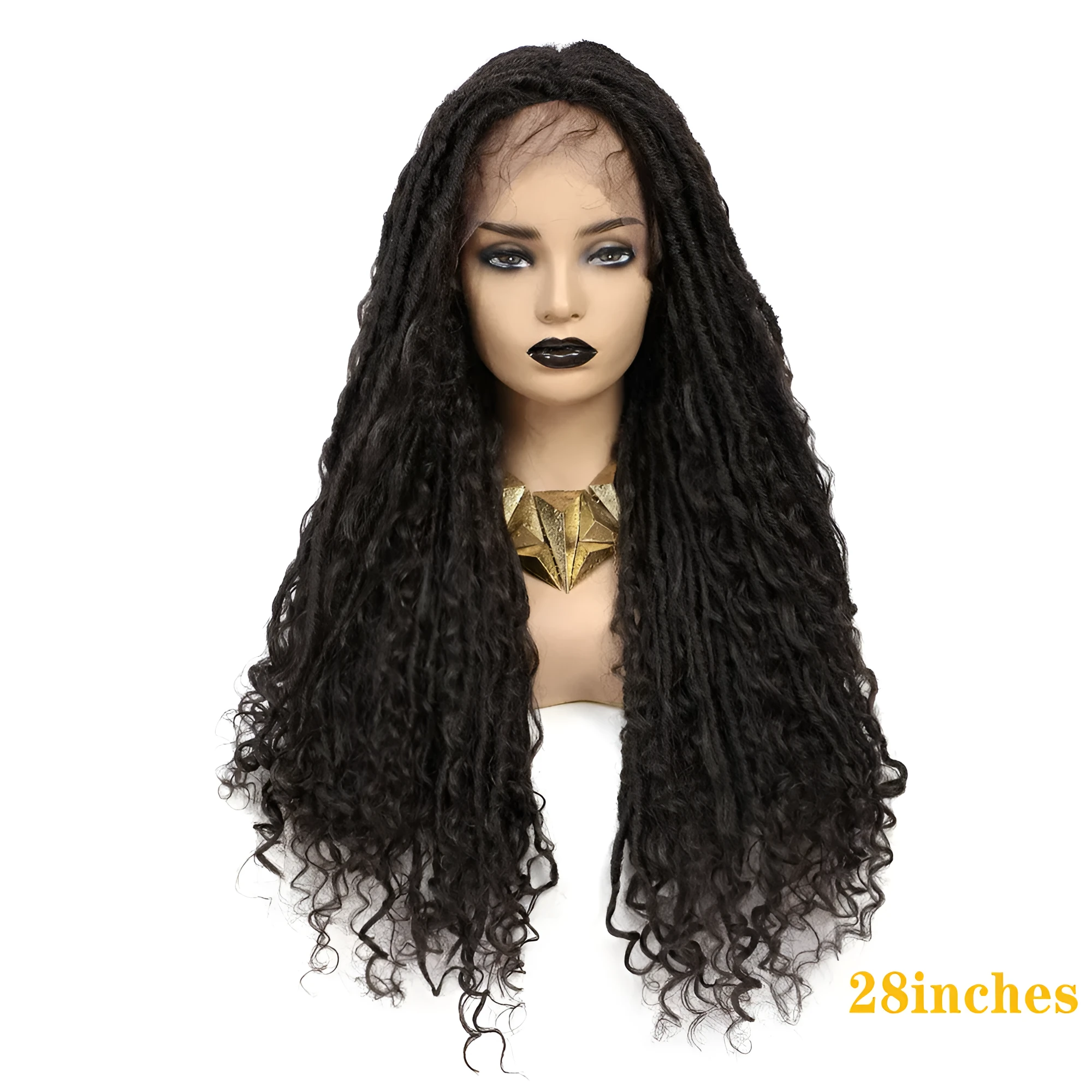 Cross-border fashion wig in black, domestic silk hair, mechanism process, any skin tone and face shape