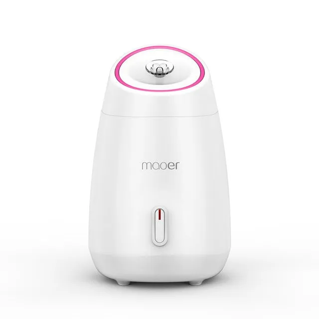 Pink nano ionic face steamer with fruit steam pad for home skin detoxification