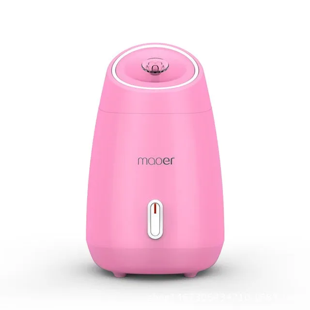 Pink nano ionic face steamer with fruit steam pad for home skin detoxification