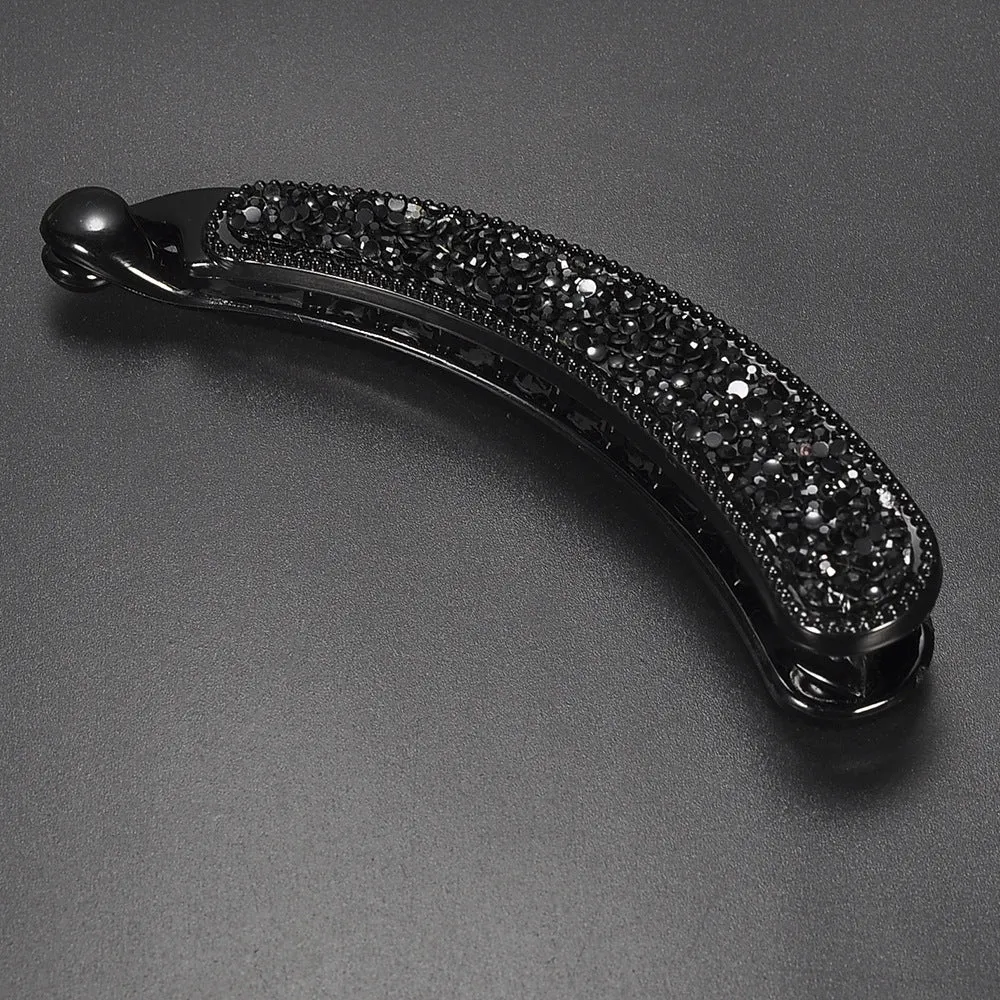 Rhinestone chicken leg banana hairpin with diamond inlay vertical clip approximately 10cm long