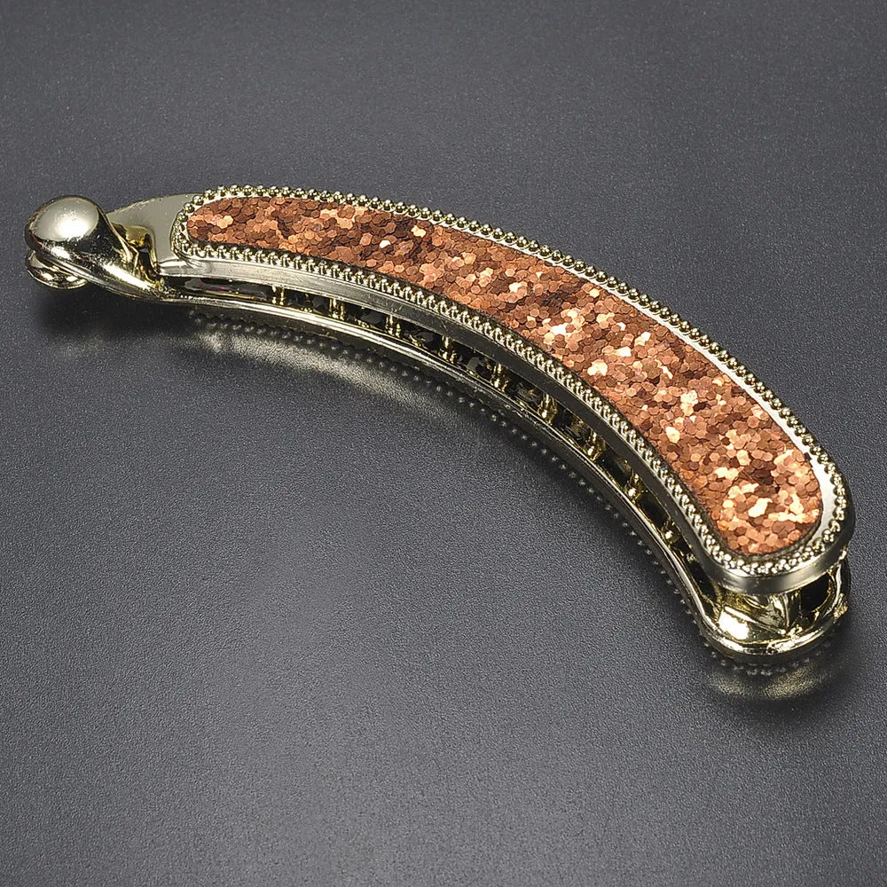 Rhinestone chicken leg banana hairpin with diamond inlay vertical clip approximately 10cm long