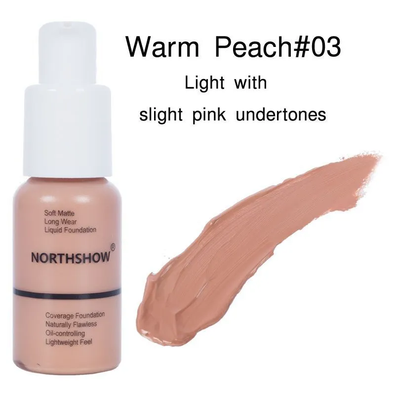 Oil control concealer foundation bottle 3.4cm x 3.4cm x 10cm with switch pump head, available in 6 shades from Porcelain to Honey
