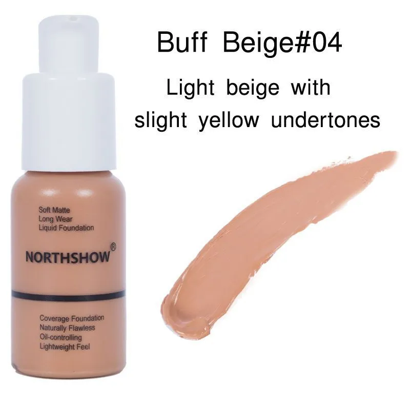 Oil control concealer foundation bottle 3.4cm x 3.4cm x 10cm with switch pump head, available in 6 shades from Porcelain to Honey