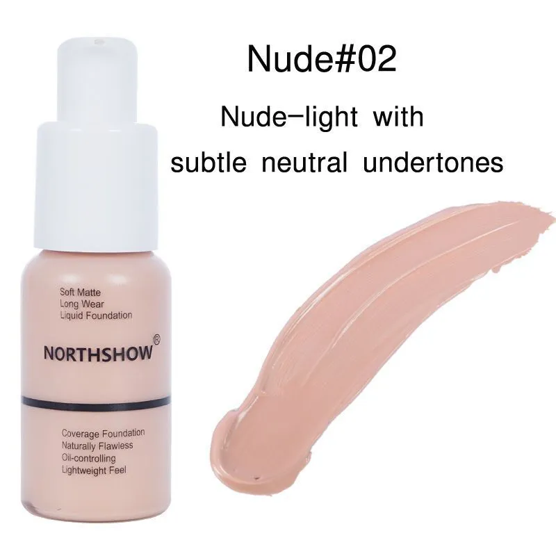 Oil control concealer foundation bottle 3.4cm x 3.4cm x 10cm with switch pump head, available in 6 shades from Porcelain to Honey