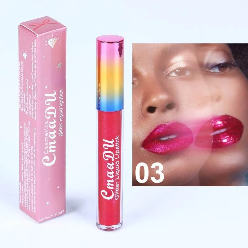 Symphony shiny matte metal lip gloss lipstick 4mL in shade 01 style with silver tube and black cap