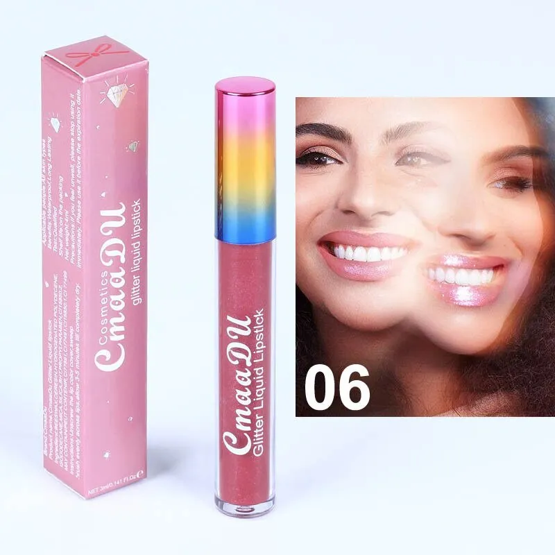 Symphony shiny matte metal lip gloss lipstick 4mL in shade 01 style with silver tube and black cap