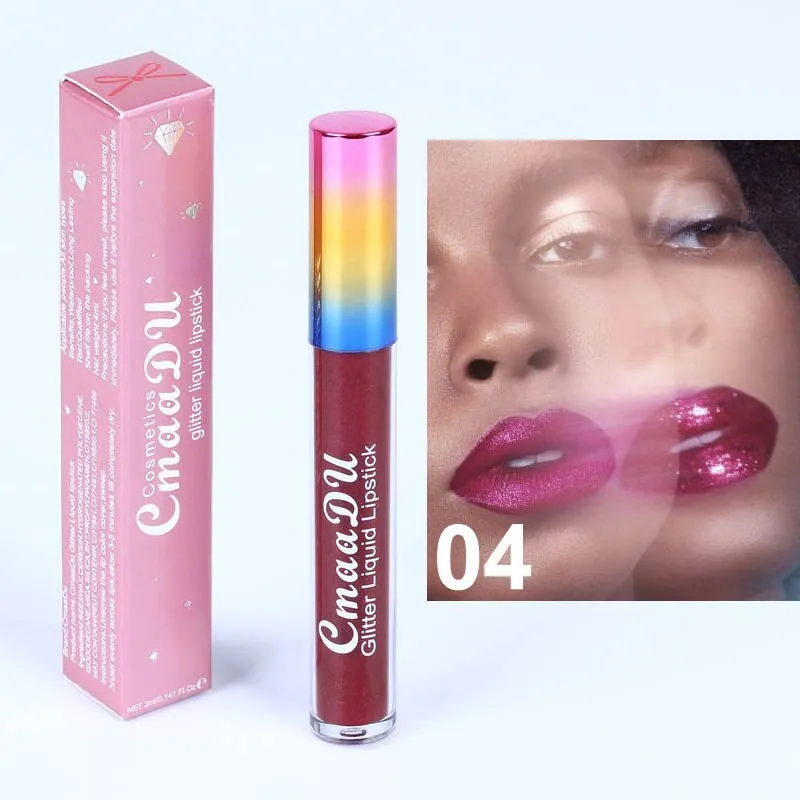 Symphony shiny matte metal lip gloss lipstick 4mL in shade 01 style with silver tube and black cap